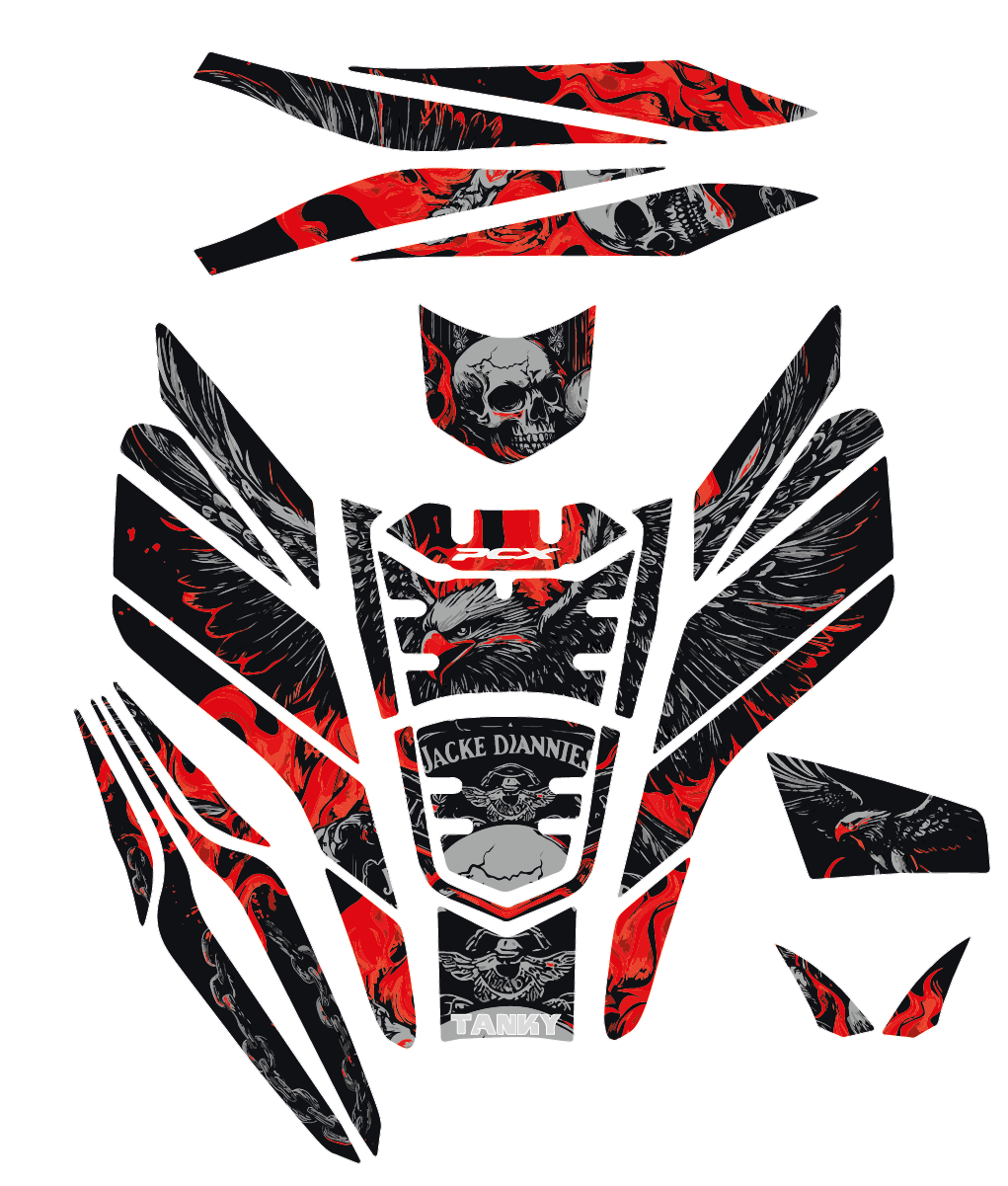 Honda PCX EAGLE AND SKULL Tank Pad Set (2021-2024)