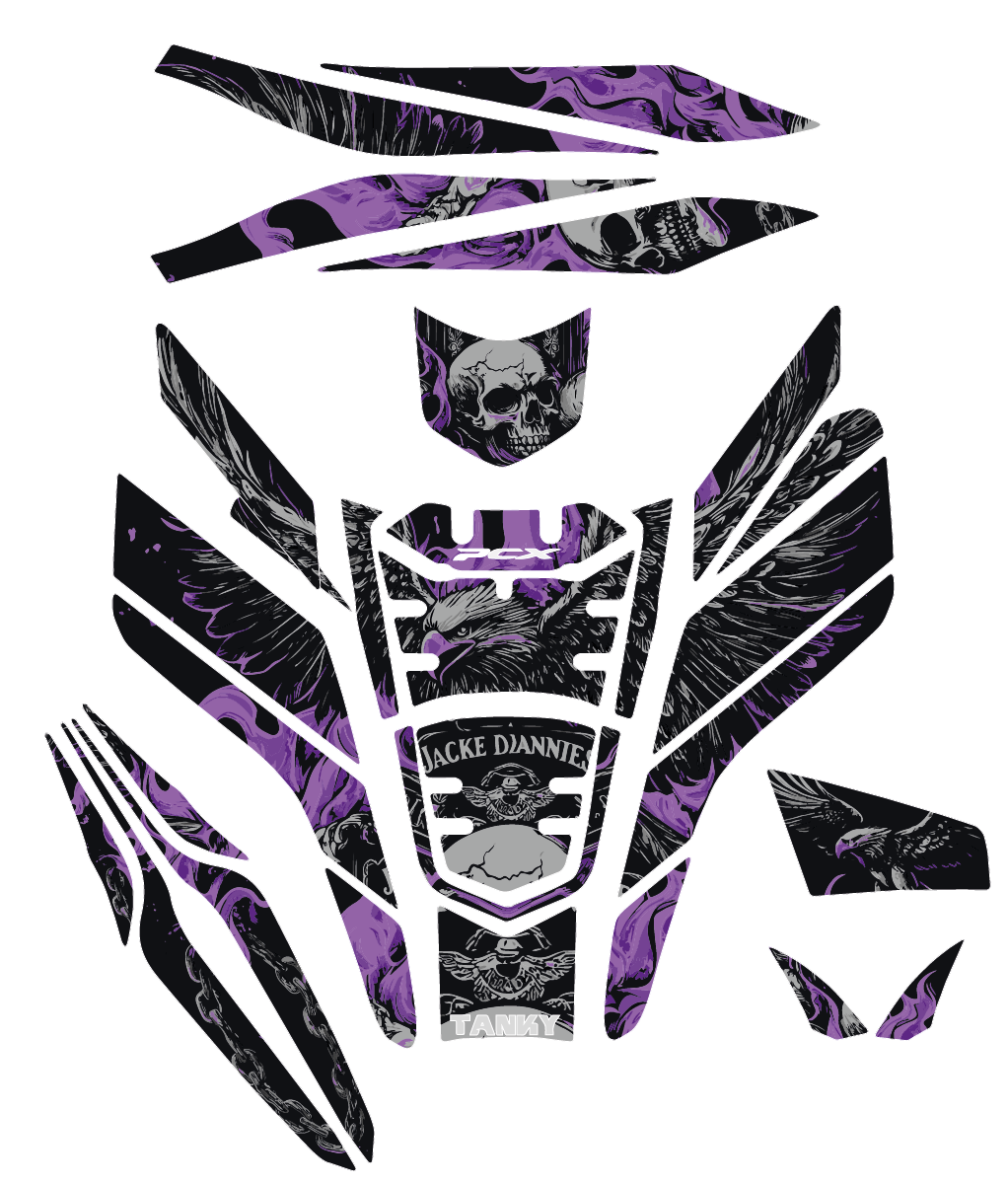 Honda PCX EAGLE AND SKULL Tank Pad Set (2021-2024)