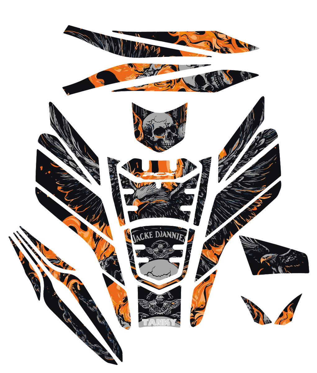 Honda PCX EAGLE AND SKULL Tank Pad Set (2021-2024)