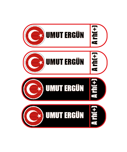 Kişiye Özel Kan Grubu, İsimlik 3D Sticker Seti (2 Adet)