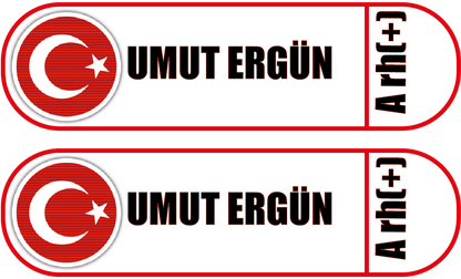Kişiye Özel Kan Grubu, İsimlik 3D Sticker Seti (2 Adet)