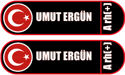 Kişiye Özel Kan Grubu, İsimlik 3D Sticker Seti (2 Adet)